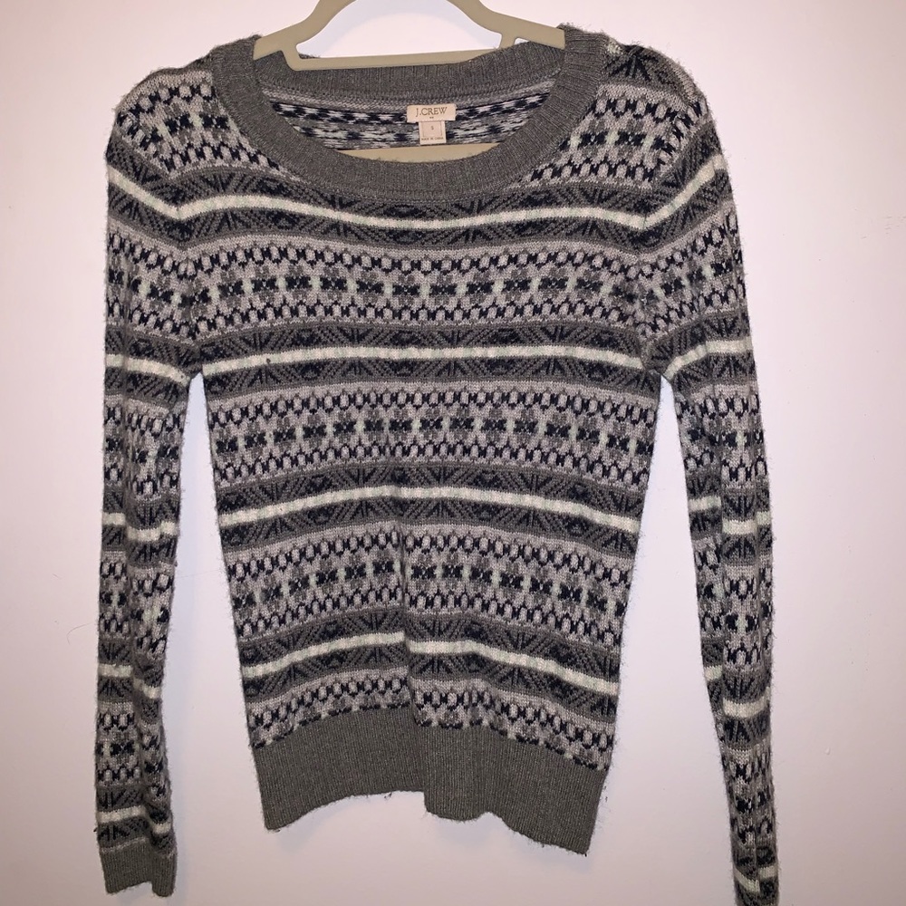 JCrew Grey/Aqua Winter Aztec Sweater